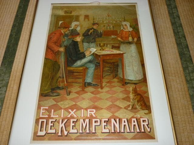 1905年ベルギー◆『ELIXIR DEKEMPENAAR』石版画 酒類ポスター