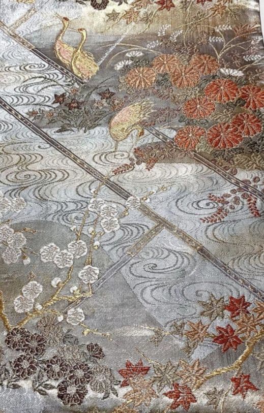 さくら【新品未使用極美品】訪問着フルセット　正絹袷　草花花籠文様　六通袋帯