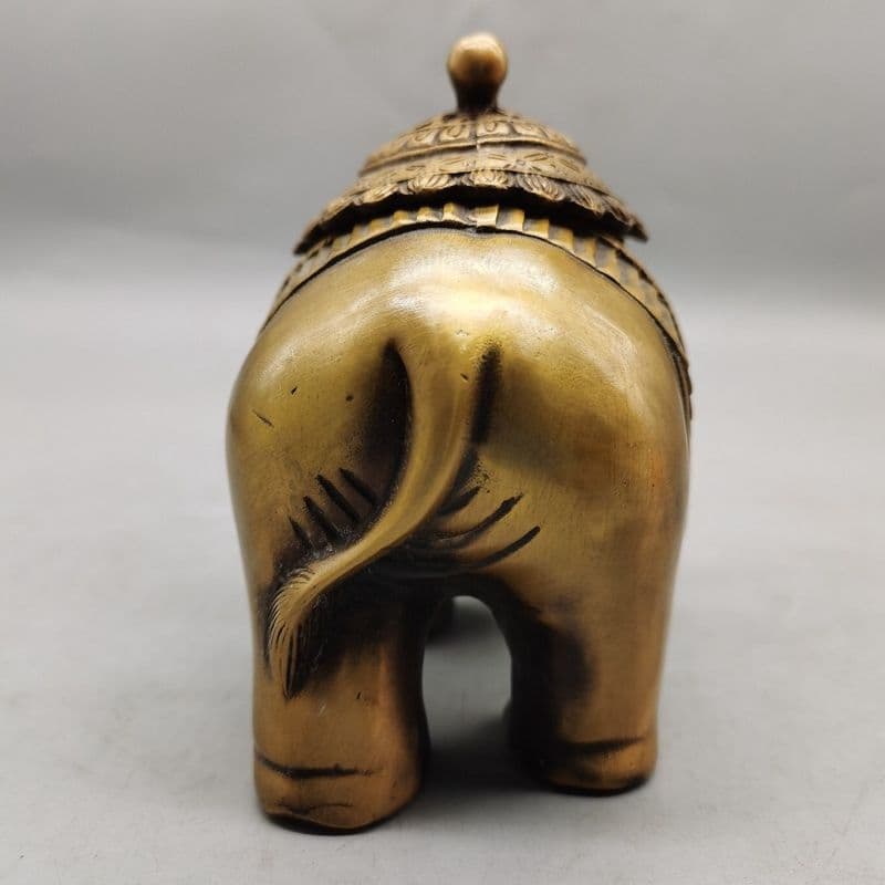 めでたい如意銅象 香炉 工芸品 美術品 置物