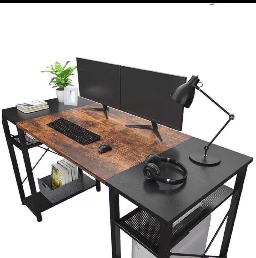 ラスト1点⭐️幅120 ゲーミング パソコンデスク 作業台 ミシン台 収納棚付き