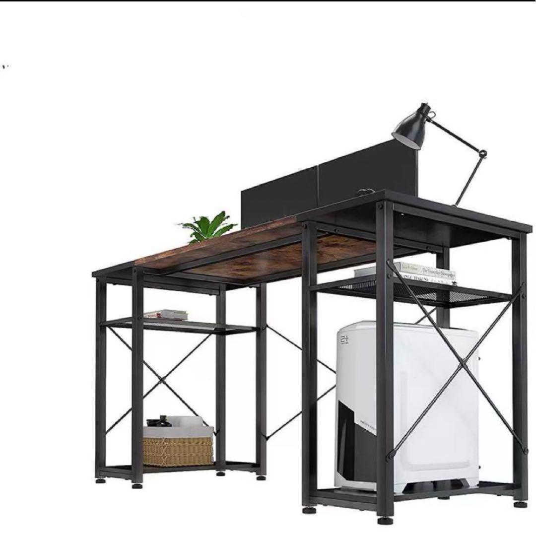 ラスト1点⭐️幅120 ゲーミング パソコンデスク 作業台 ミシン台 収納棚付き