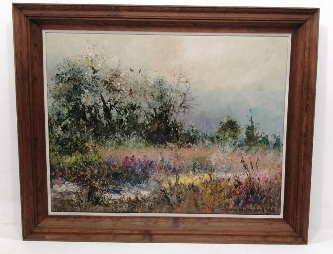 40%【真作】アンナ・オルシェウスカ 風景 油彩 1988 ポーランド