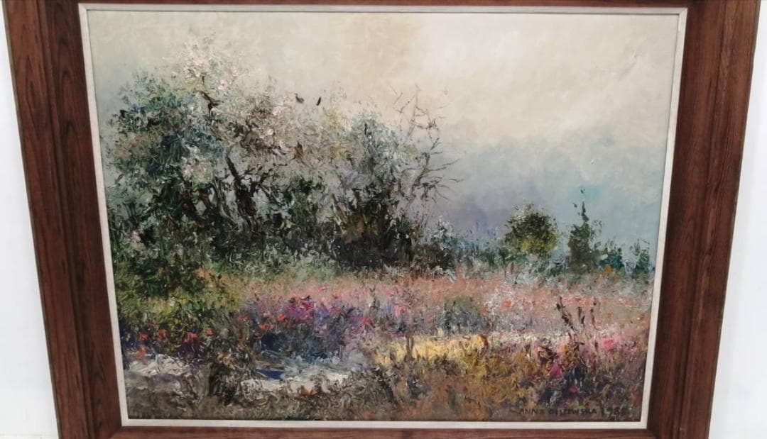 40%【真作】アンナ・オルシェウスカ 風景 油彩 1988 ポーランド