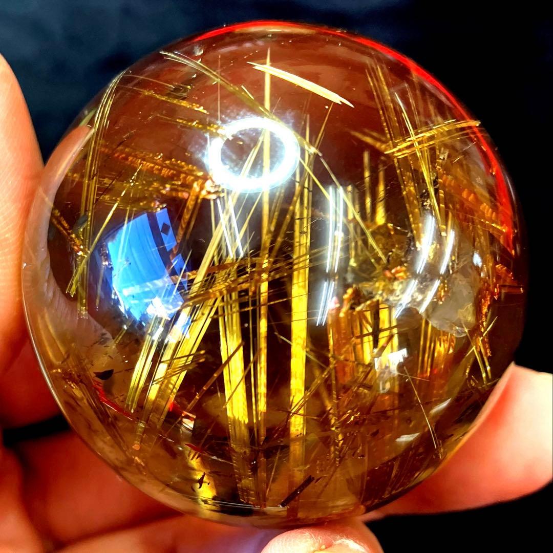 超絶綺麗✨47mm ゴールドタイチンルチルクォーツ　丸玉　スフィア　金針水晶