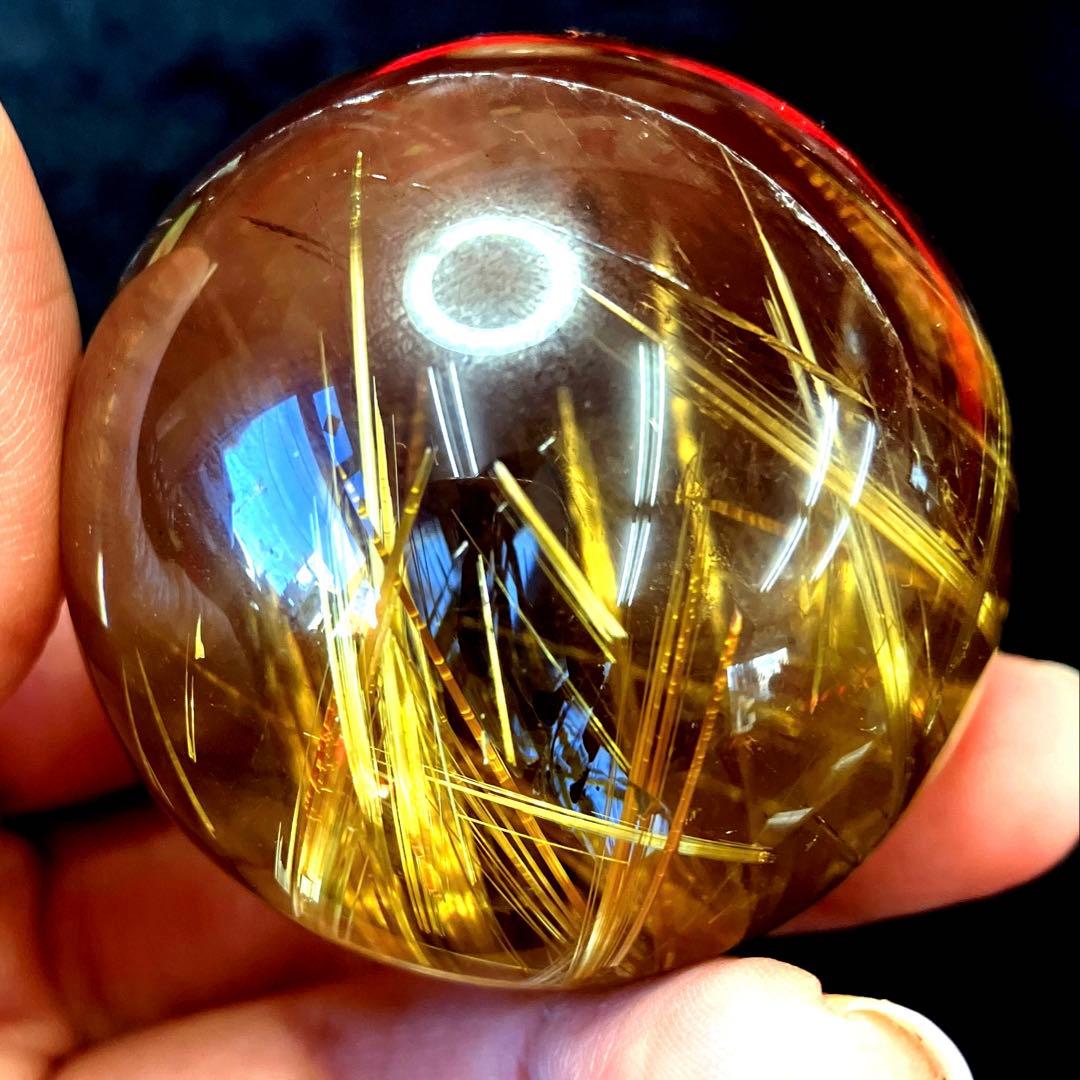 超絶綺麗✨47mm ゴールドタイチンルチルクォーツ　丸玉　スフィア　金針水晶