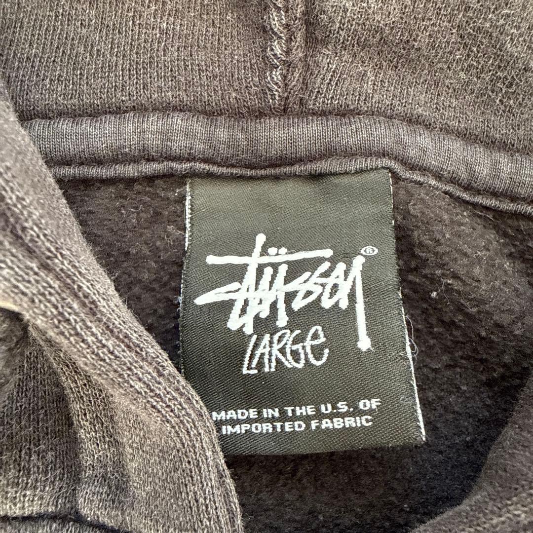 stussy ジップアップパーカー　ワールドツアー　ブラック　L フーディ　黒