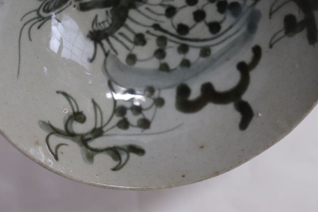ニ　中国　清朝初期　染付龍紋碗　アンティーク　送料込み0321