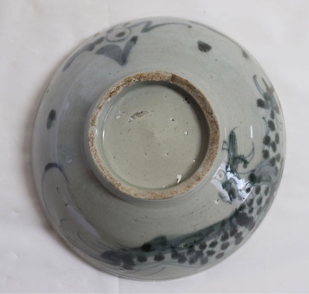 ニ　中国　清朝初期　染付龍紋碗　アンティーク　送料込み0321