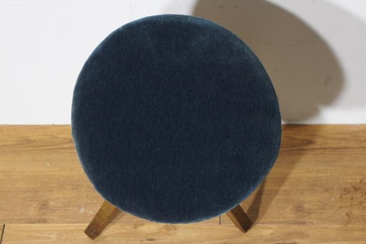 アンティークドクターチェア 丸椅子 スツール 楢 ナラ材 ベロア生地 張替済み