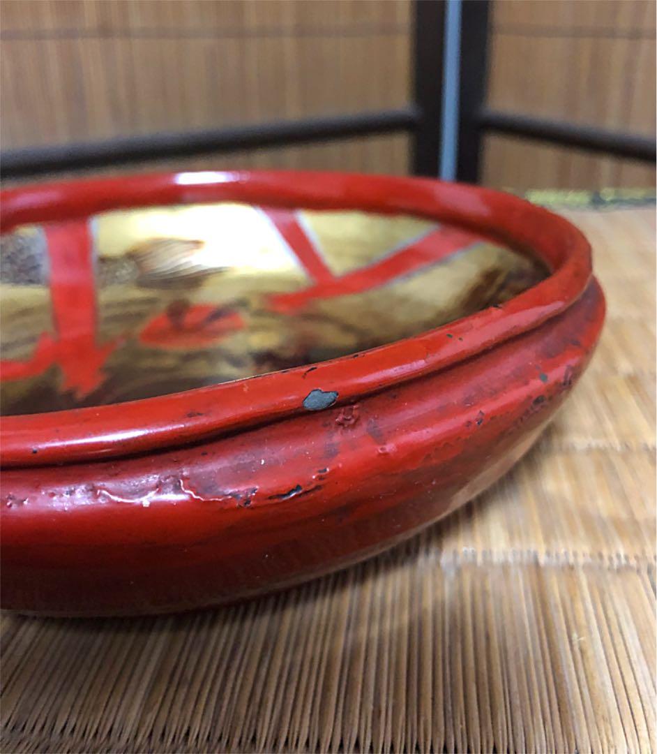 時代 磁器 朱塗り 金彩 稲妻龍紋 鉢 最終処分価格