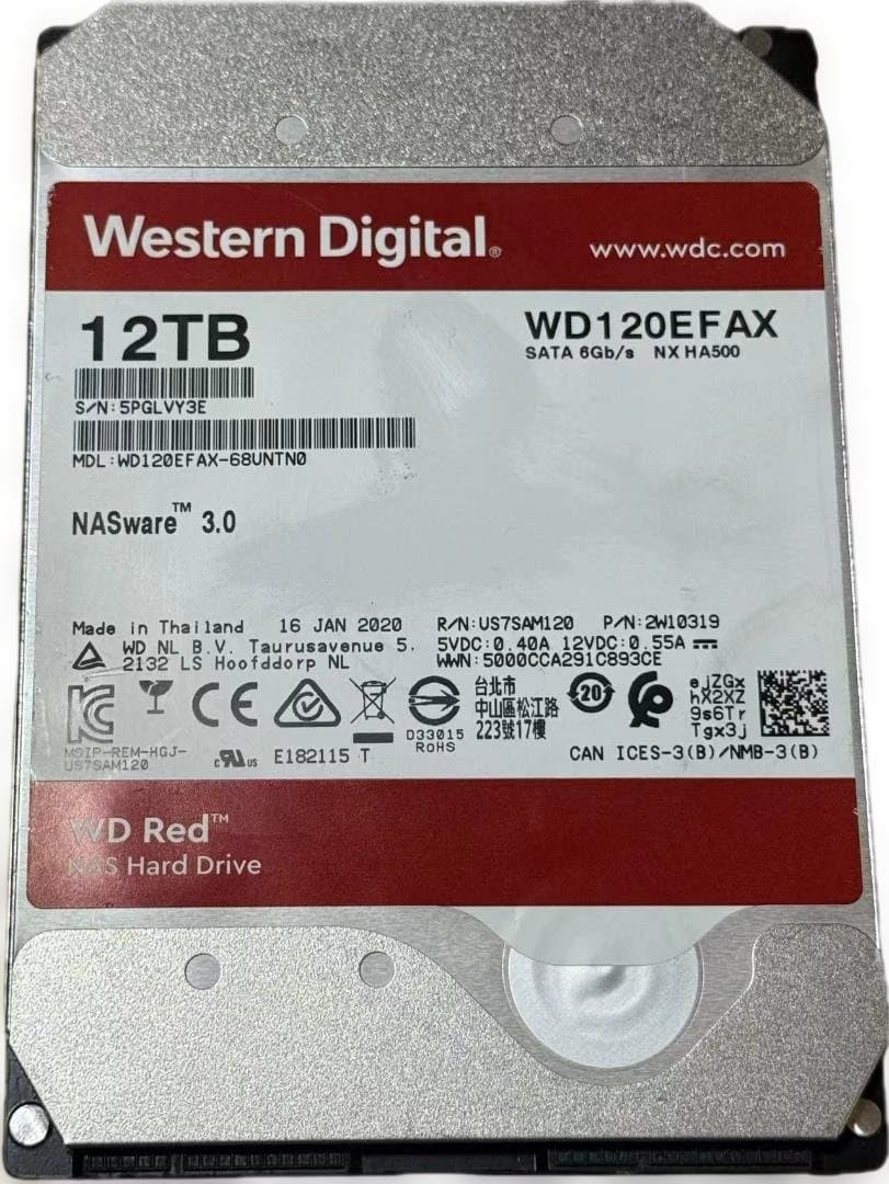 外付けハードディスク・ドライブ WD Red 12TB HDD WD120EFAX 010303