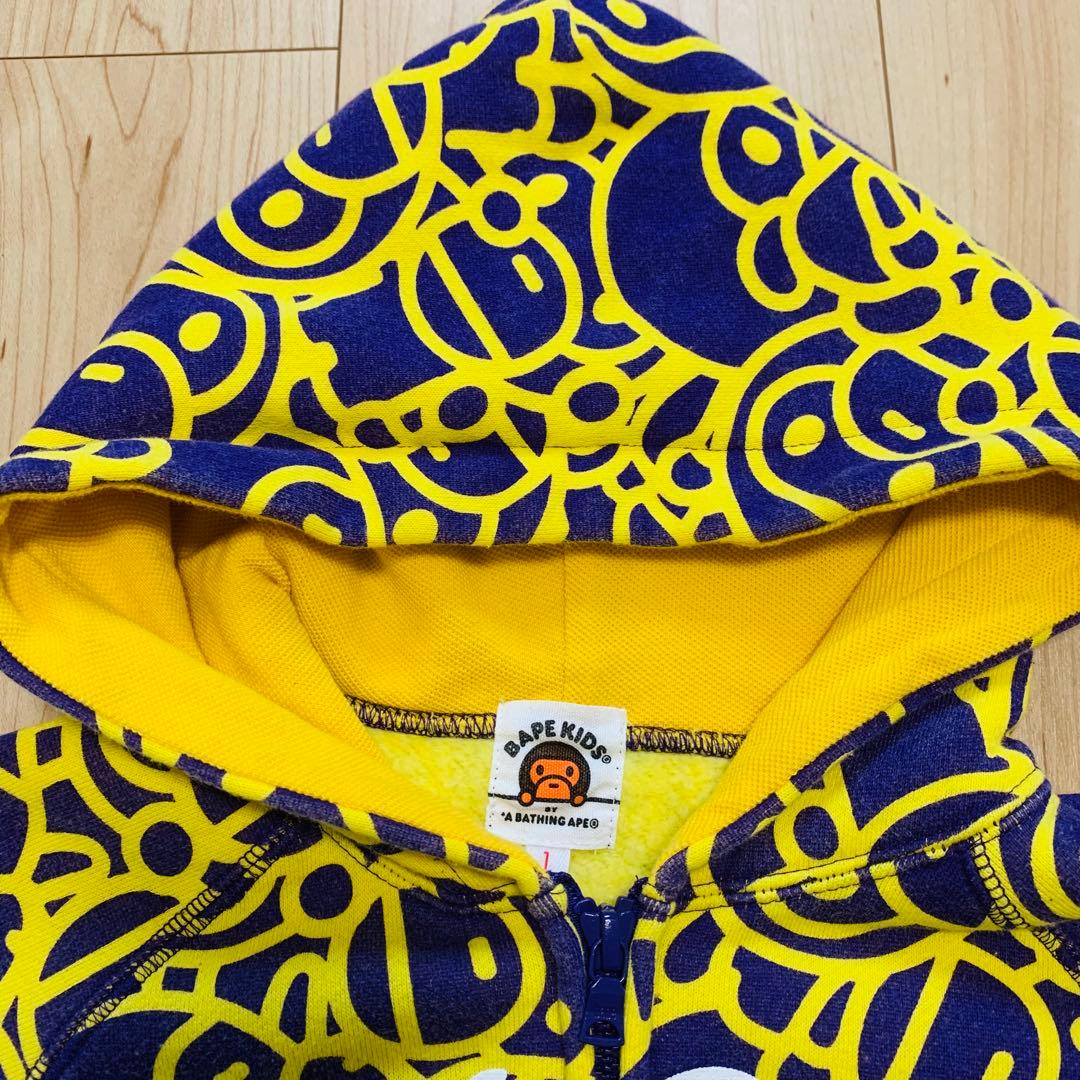 A BATHING APE パーカー パープル/イエロー 100