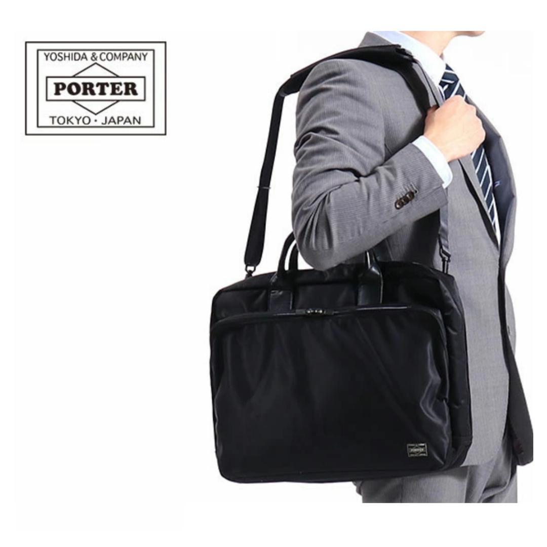 美品【PORTER／タイム】2WAYビジネス鞄■655-08298(ブラック)