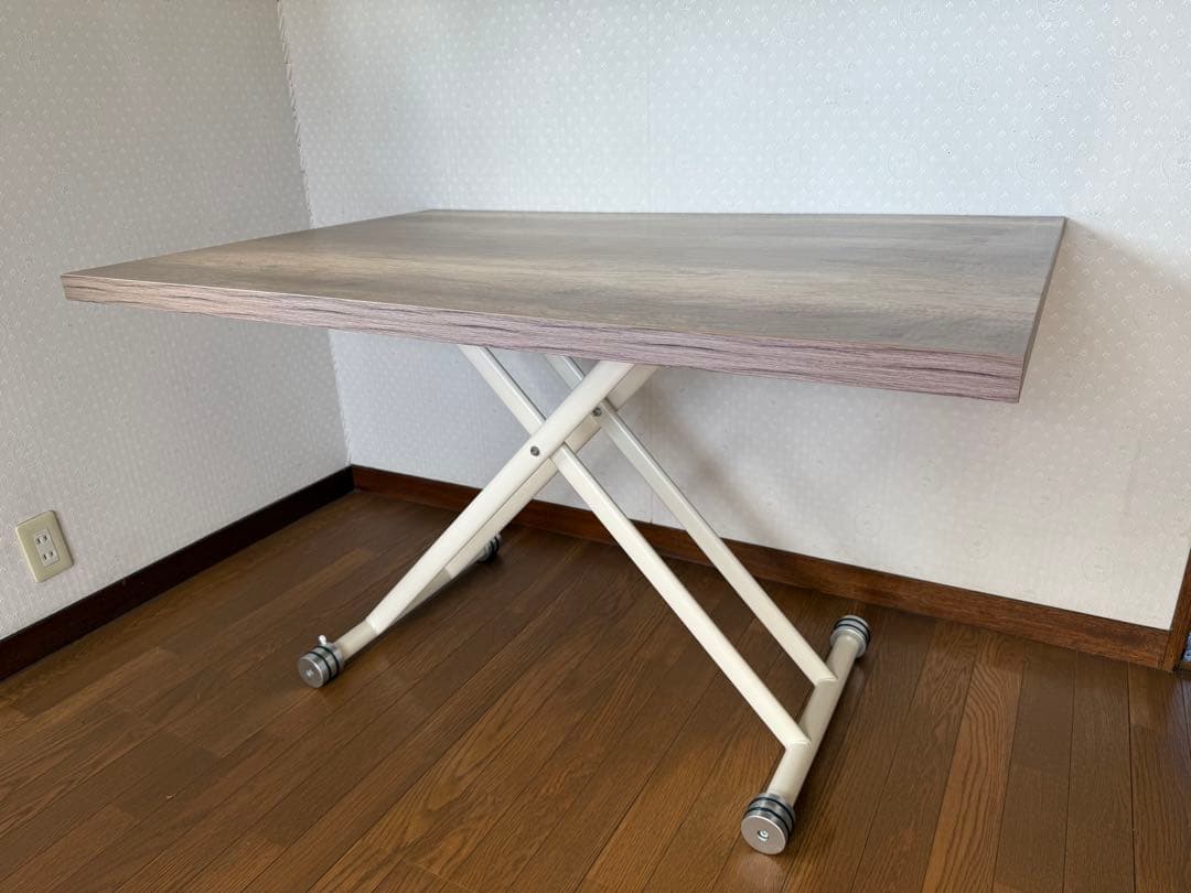 昇降式テーブル 高さ調節 キャスター付き 折りたたみ 120cm×80cm