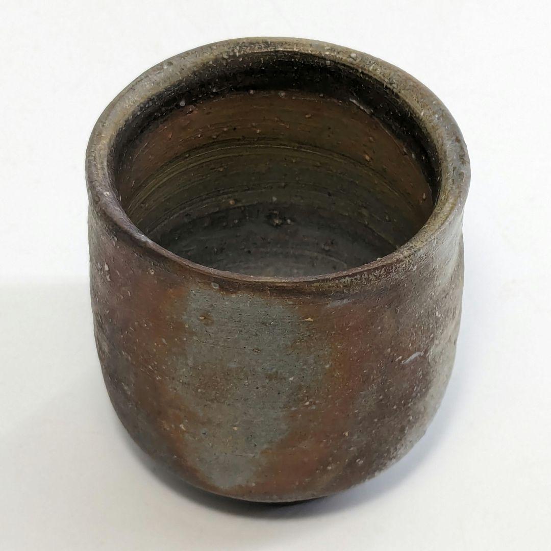 岡山県重要無形文化財 四代目松田華山 備前焼 桟切酒呑 共箱共布栞 酒器 酒杯