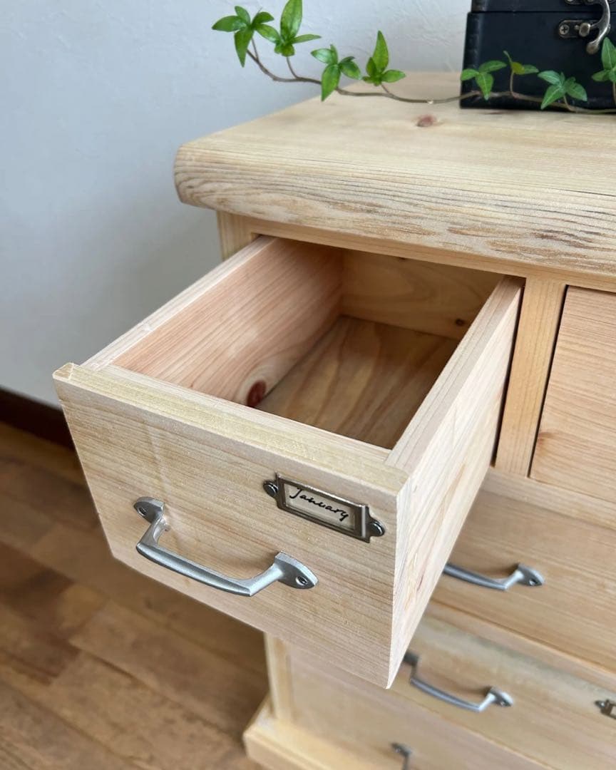 【ハンドメイド】国産ひのき使用　シンプル9杯チェスト