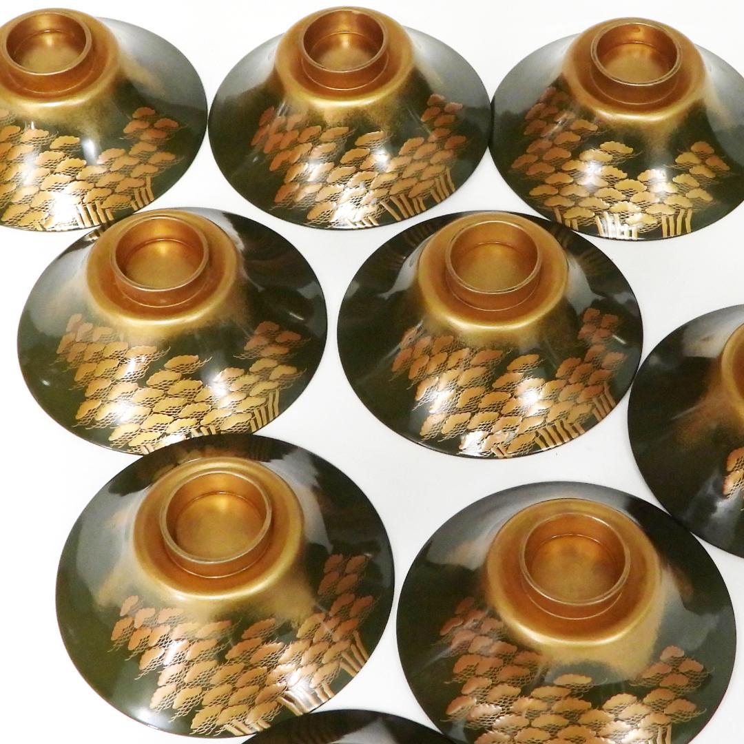 橘屋浅野友七』造 富士形 蒔絵 吸物椀 10客揃 共箱◆保証 江戸後期茶人の言葉