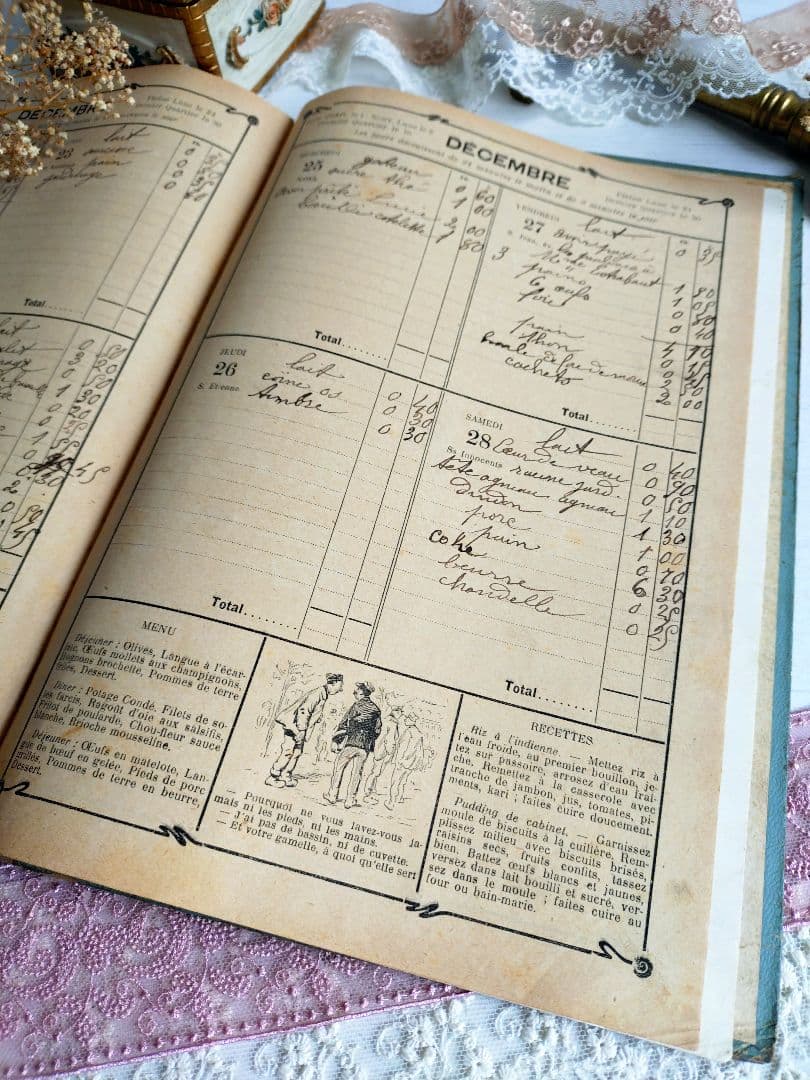 452.【1912年】 日記帳 家計簿 フランス アンティーク