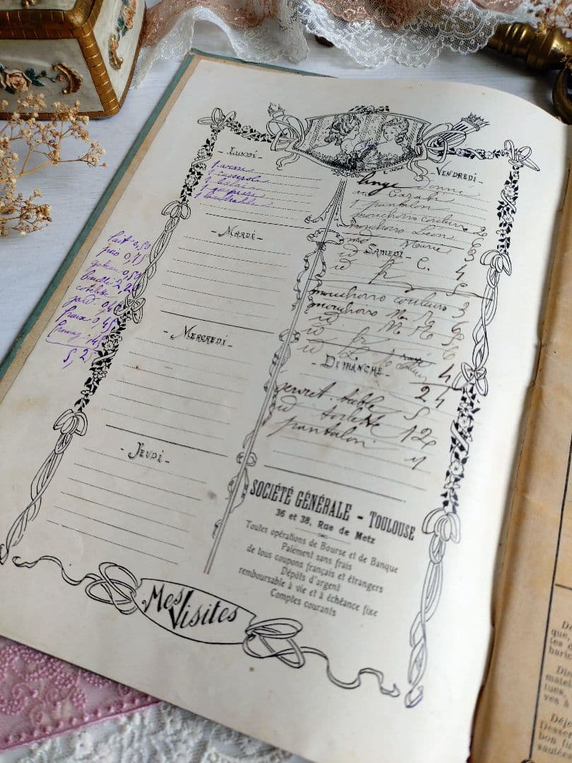 452.【1912年】 日記帳 家計簿 フランス アンティーク