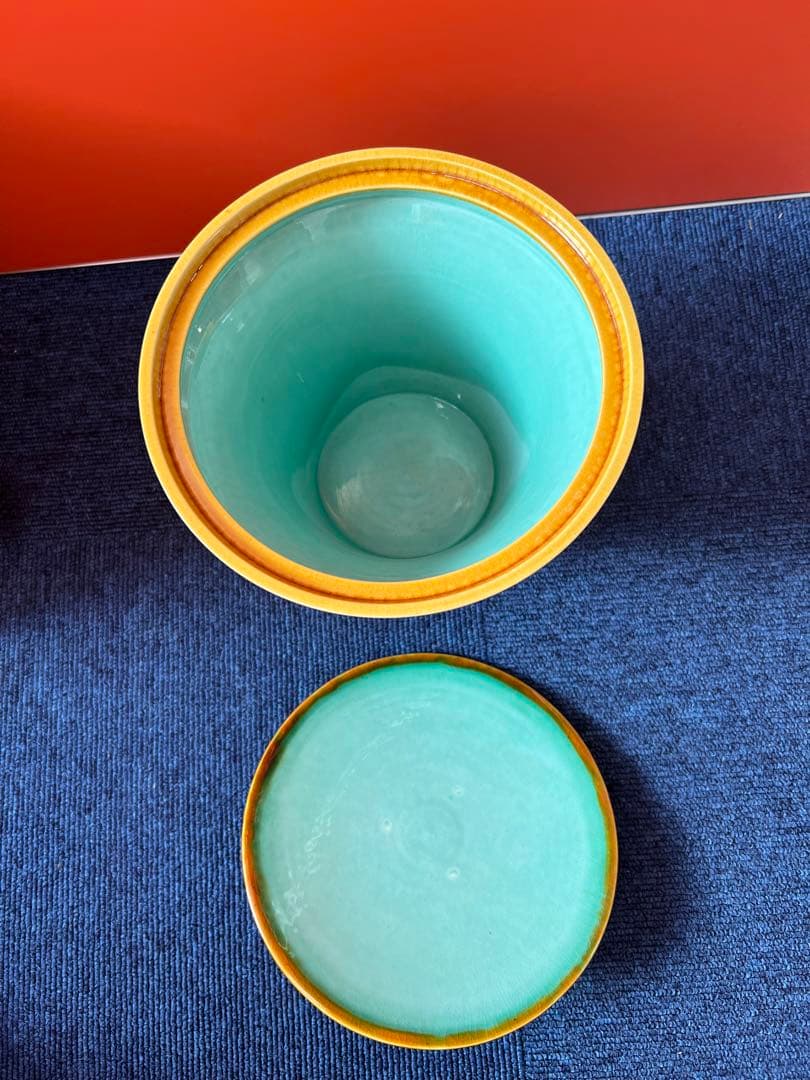 1493  十三代　横石嘉助　長崎三彩　波彫文　水指　茶道具　未使用