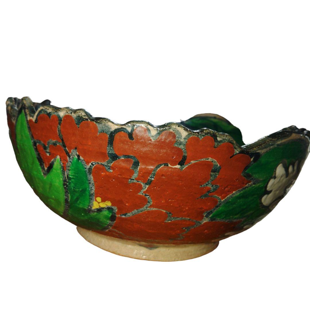 在銘　乾山　手書き　菓子鉢　陶胎　高さ9.5cm、直径22cm