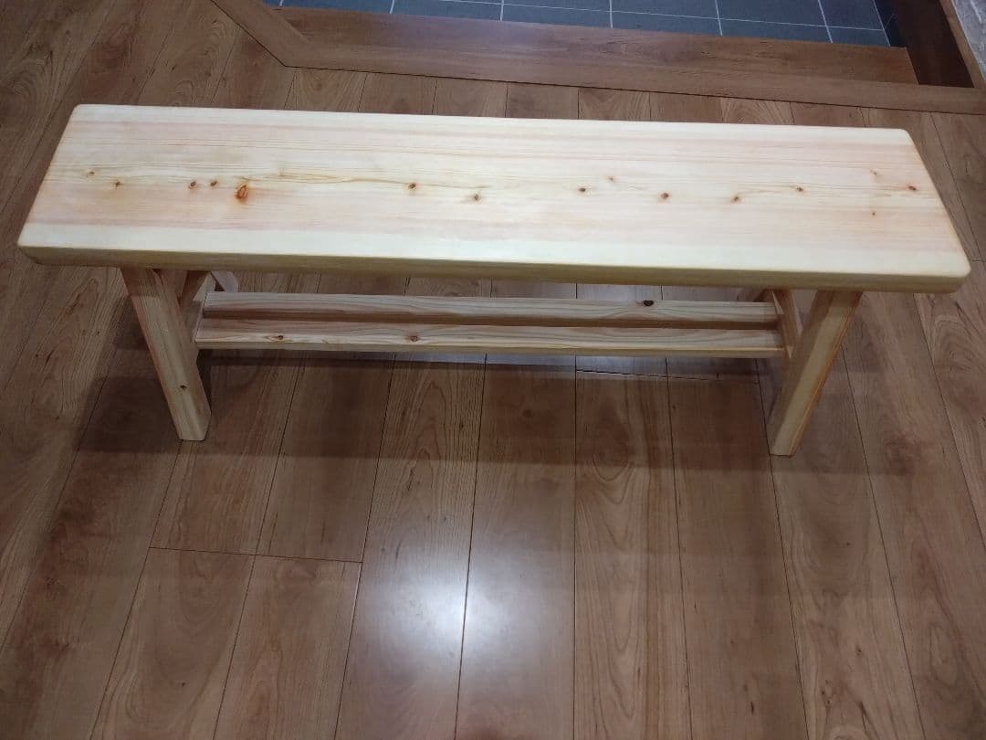 檜のベンチ51　値下げ❕耳付き、幅広で座りやすく、総檜造り、リビングや食卓に❕