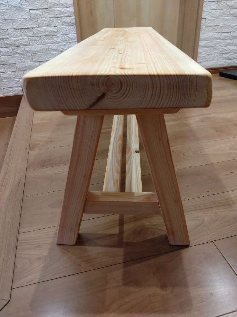 檜のベンチ51　値下げ❕耳付き、幅広で座りやすく、総檜造り、リビングや食卓に❕