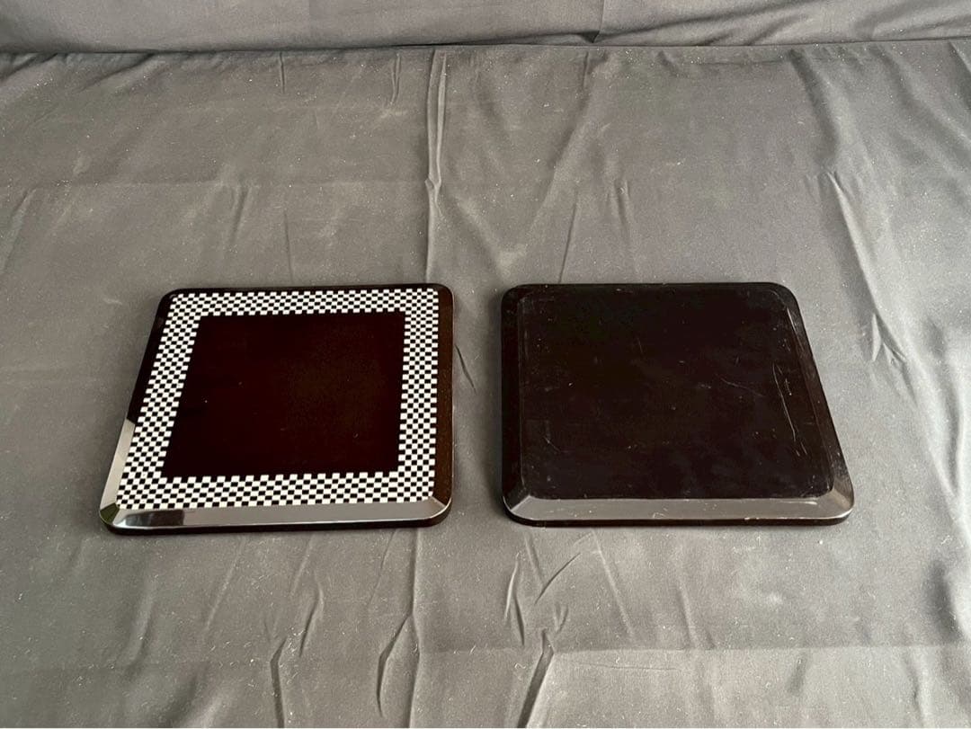 時代漆器 市松蒔絵 黒塗 内梨地 五段重箱 二枚蓋 合蓋三枚付 共箱 / 輪島塗