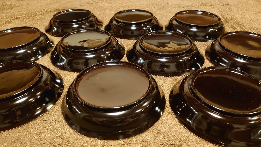 輪島塗　漆器　栗色　中皿　菓子皿　蔵出し　１０客