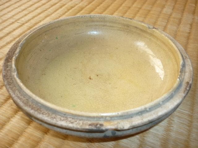 ■希少 美品 1600年頃（江戸初期）！古瀬戸（外観素焼き、内側黄瀬戸） 香合