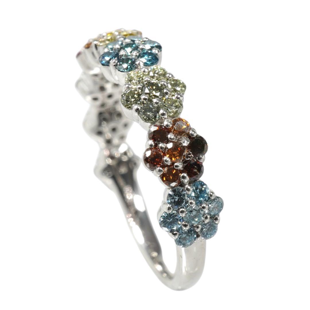 ダイヤ リング マルチカラー ダイヤモンド プラチナ パヴェ 指輪 1ct