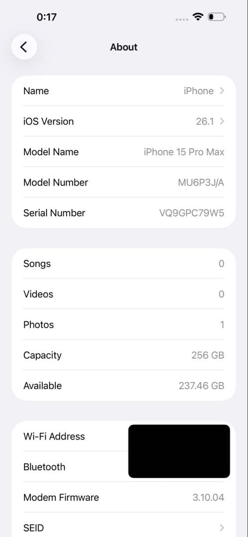 iPhone 15 Pro Max - 256GB - バッテリー81%