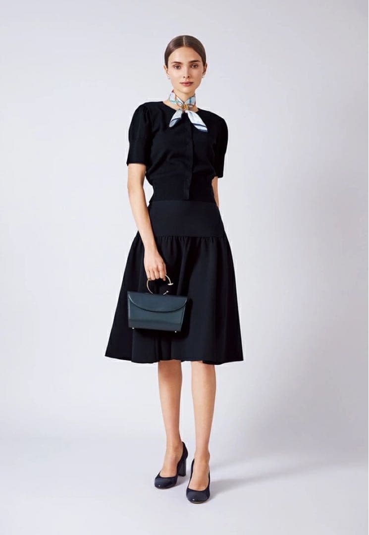 極美品✨’23年 フォクシー モーニングブリーズスカート ギャザーフレア ブルー