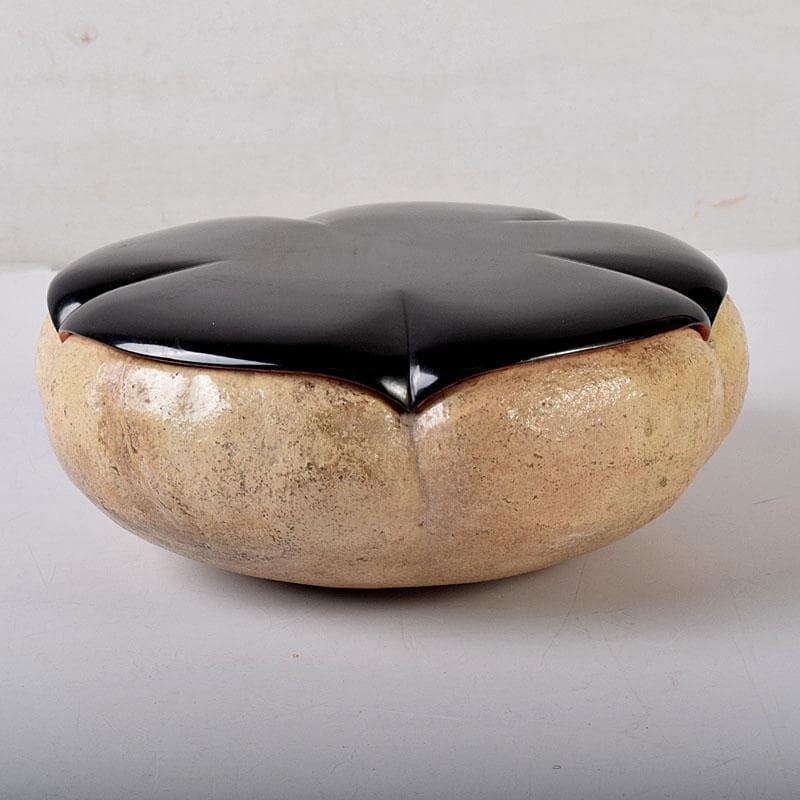 茶道具　楽焼　輪花鉢　菓子器　時代箱付　M　R7991