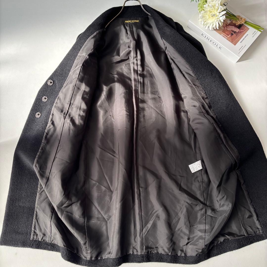 【極美品/高級】ヒロココシノ シャギーコート ロング ブラック 40 ゆったり