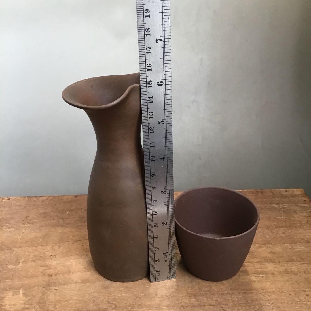 古常滑焼　陶器徳利、ぐい吞み　お猪口　2個セット