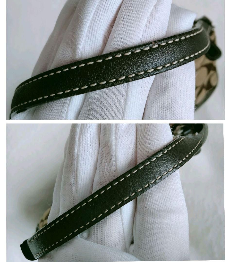 コーチ アクセサリーポーチ ハンドバッグ キャンバス レザー シグネチャー