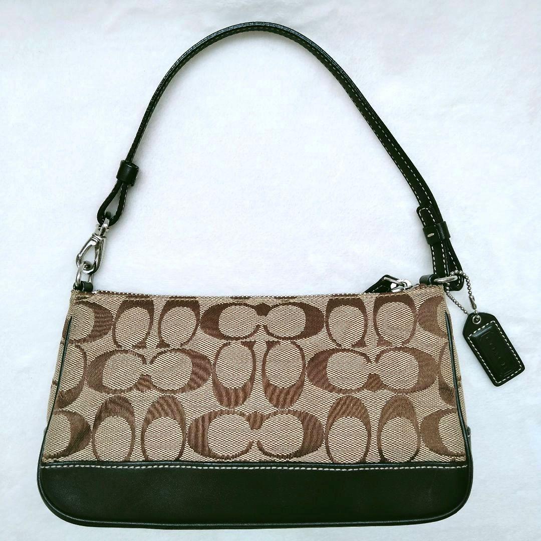 コーチ アクセサリーポーチ ハンドバッグ キャンバス レザー シグネチャー