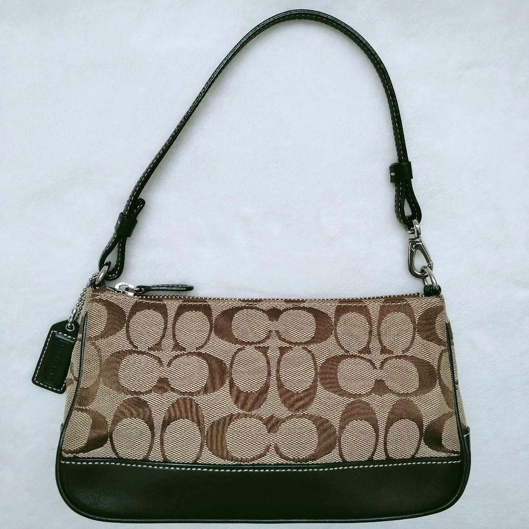 コーチ アクセサリーポーチ ハンドバッグ キャンバス レザー シグネチャー