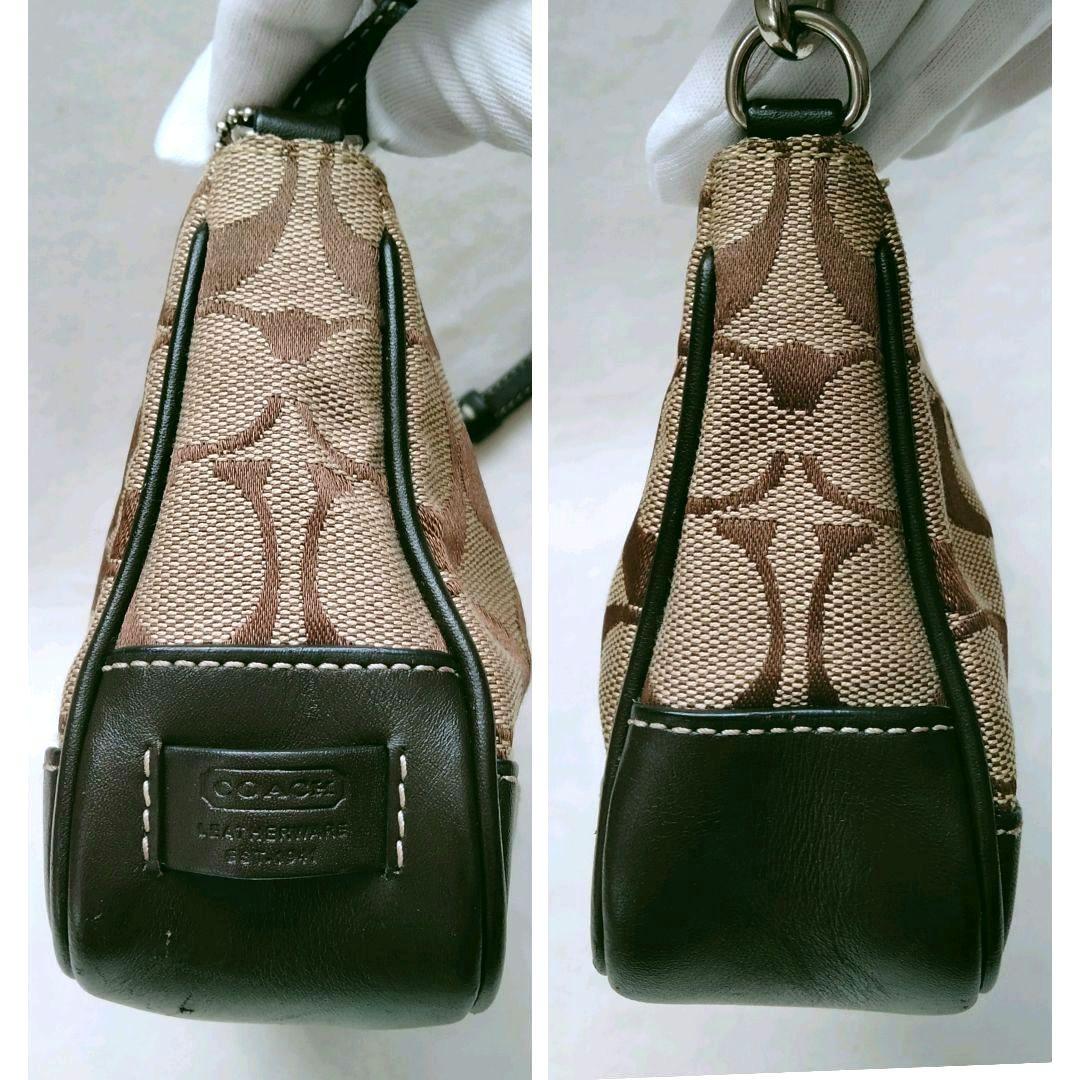 コーチ アクセサリーポーチ ハンドバッグ キャンバス レザー シグネチャー