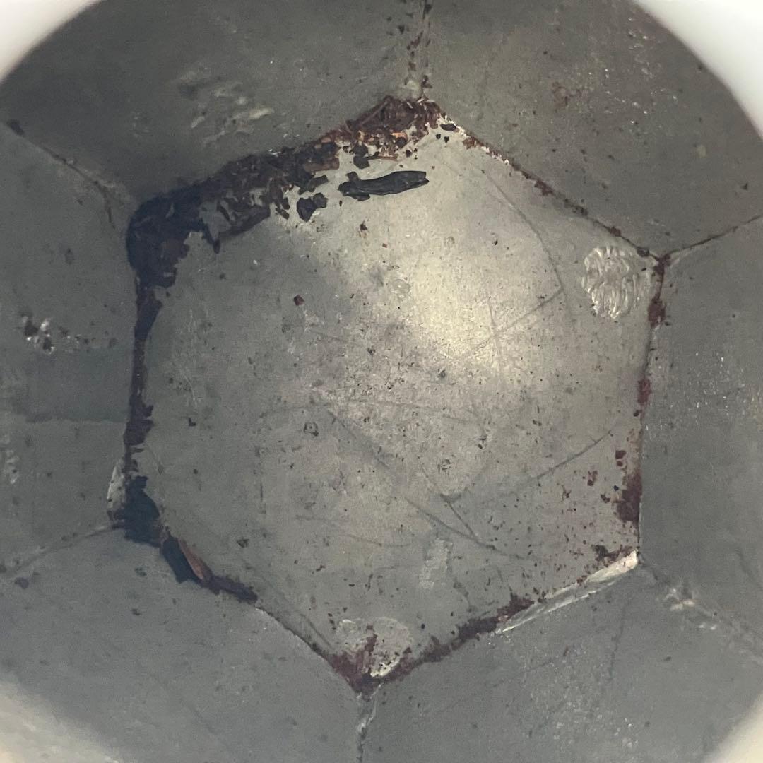 中国美術 茶道具 錫製 茶葉入れ 點銅 古錫製 六角大茶入茶壷