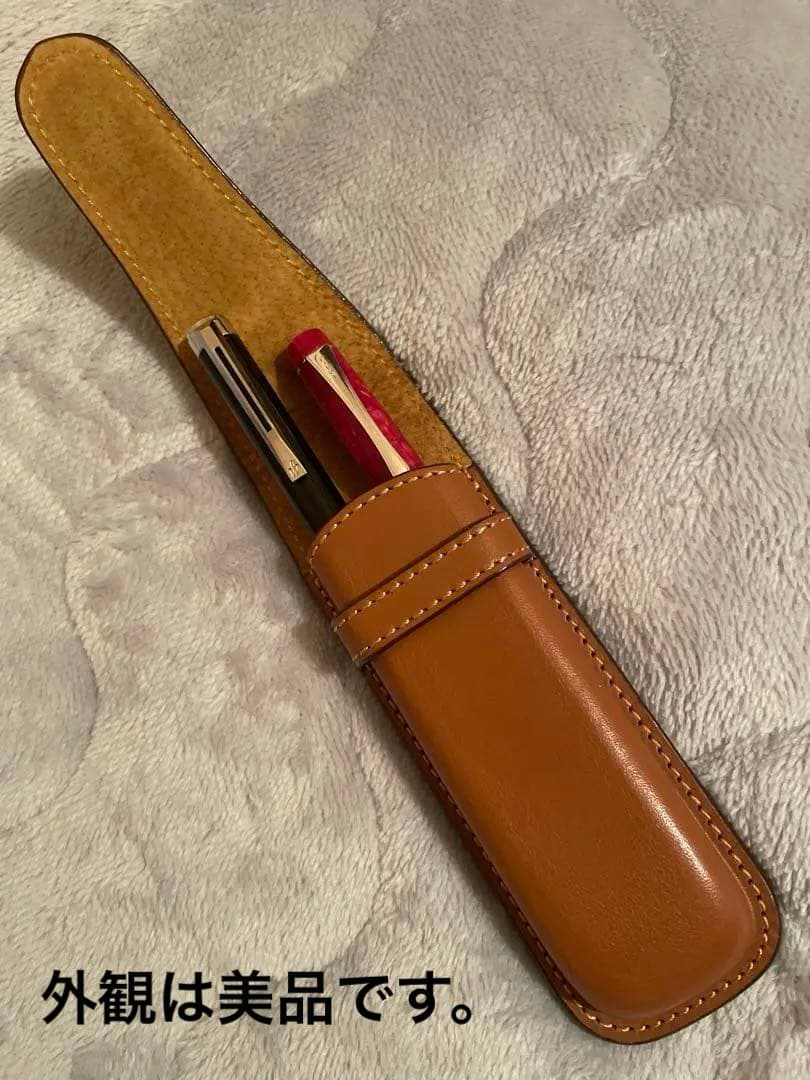 極希少！ 高級ボールペン2本(黒・赤）と本革製ペンケースの豪華3点セット！！