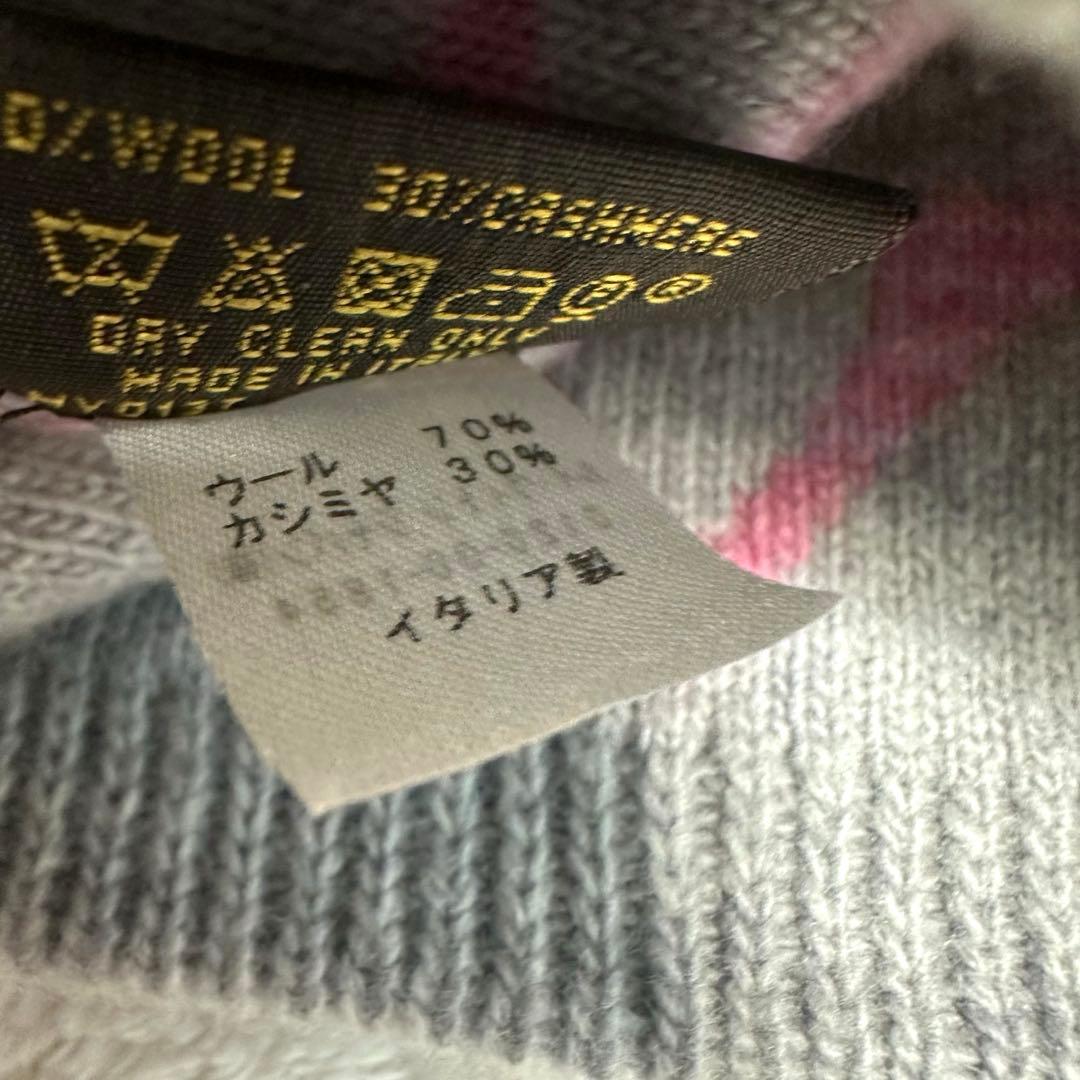 極美品★ルイヴィトン ニット帽　カシミヤ混 帽子 ロゴデザイン ピンク　グレー