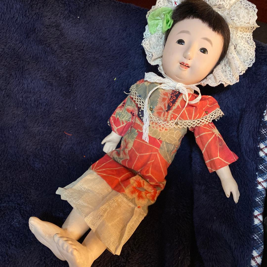 古い　市松人形　英山作　大正時代　４０ｃｍ