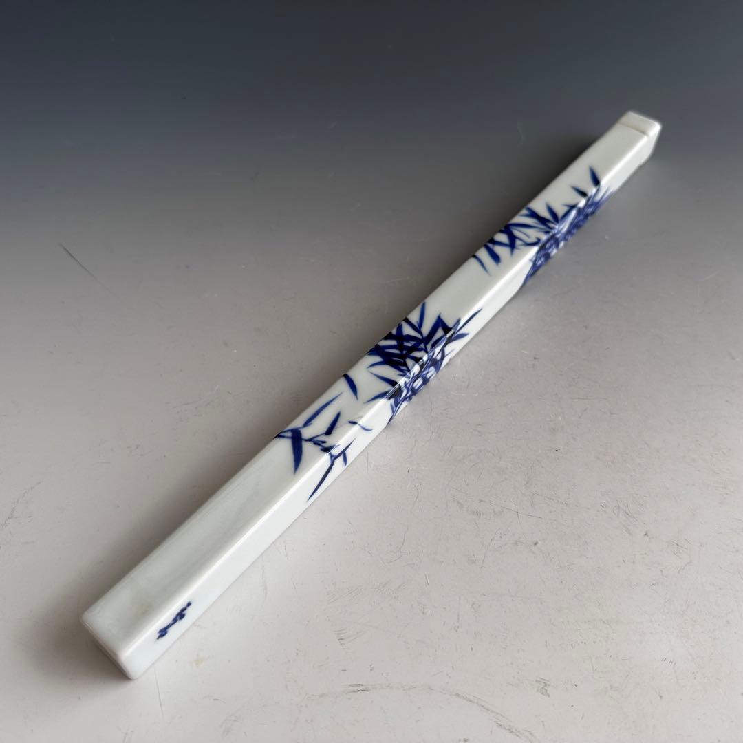 香道具　染付　竹絵　香筒　御室焼　和善　共箱　陶芸　線香入　煎茶道具