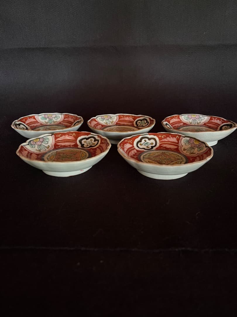 古伊万里　赤絵　豆皿　5枚揃え