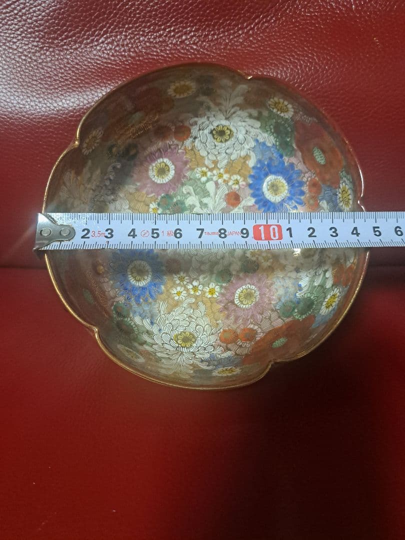 九谷焼　色絵花柄漆器椀 直径約15cm