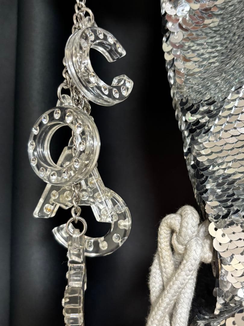 COACH コーチ ポピー ショルダーバッグ スパンコール シルバーPOPPY