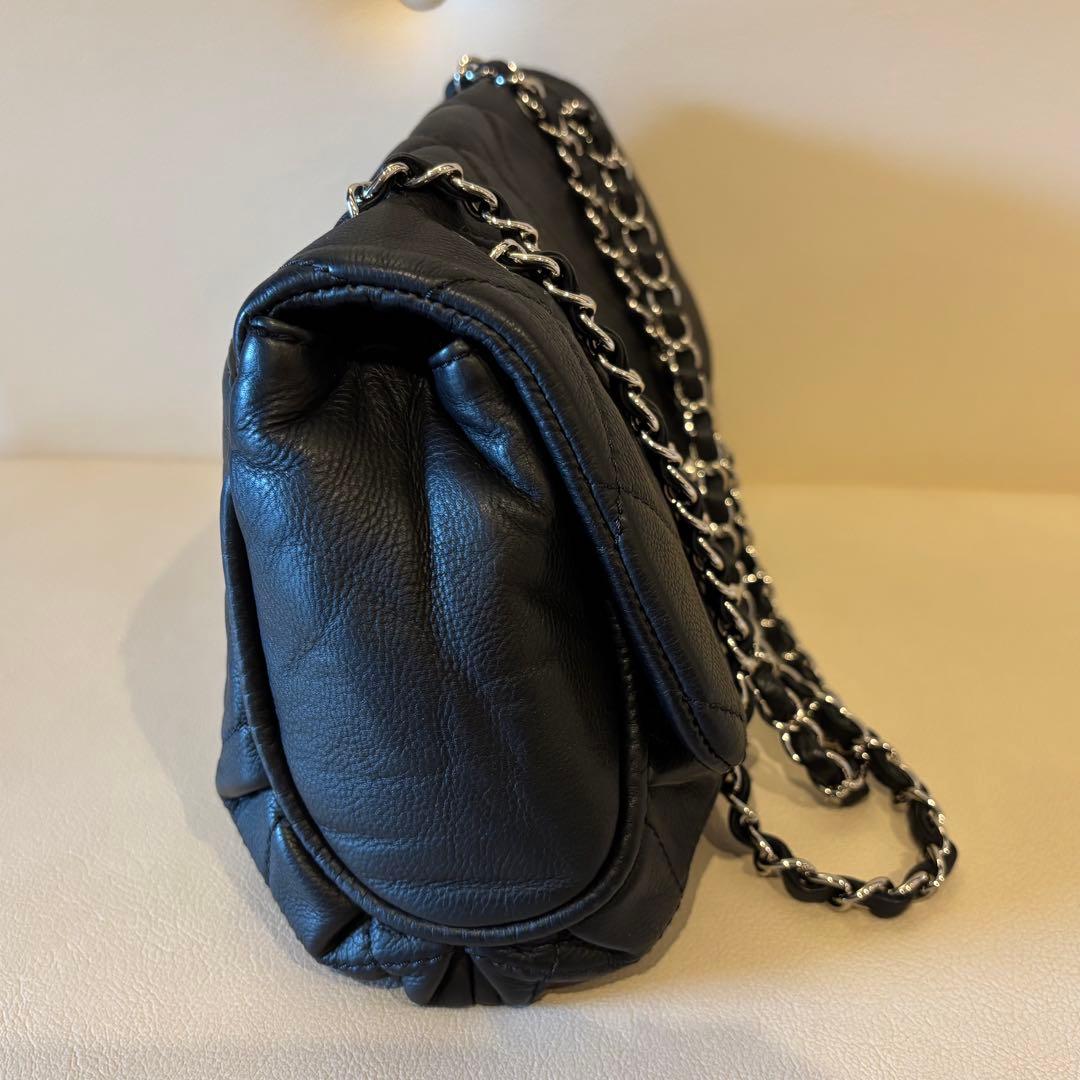 【美品】CHANEL シャネル　ショルダーバッグ カーフ　ブラック