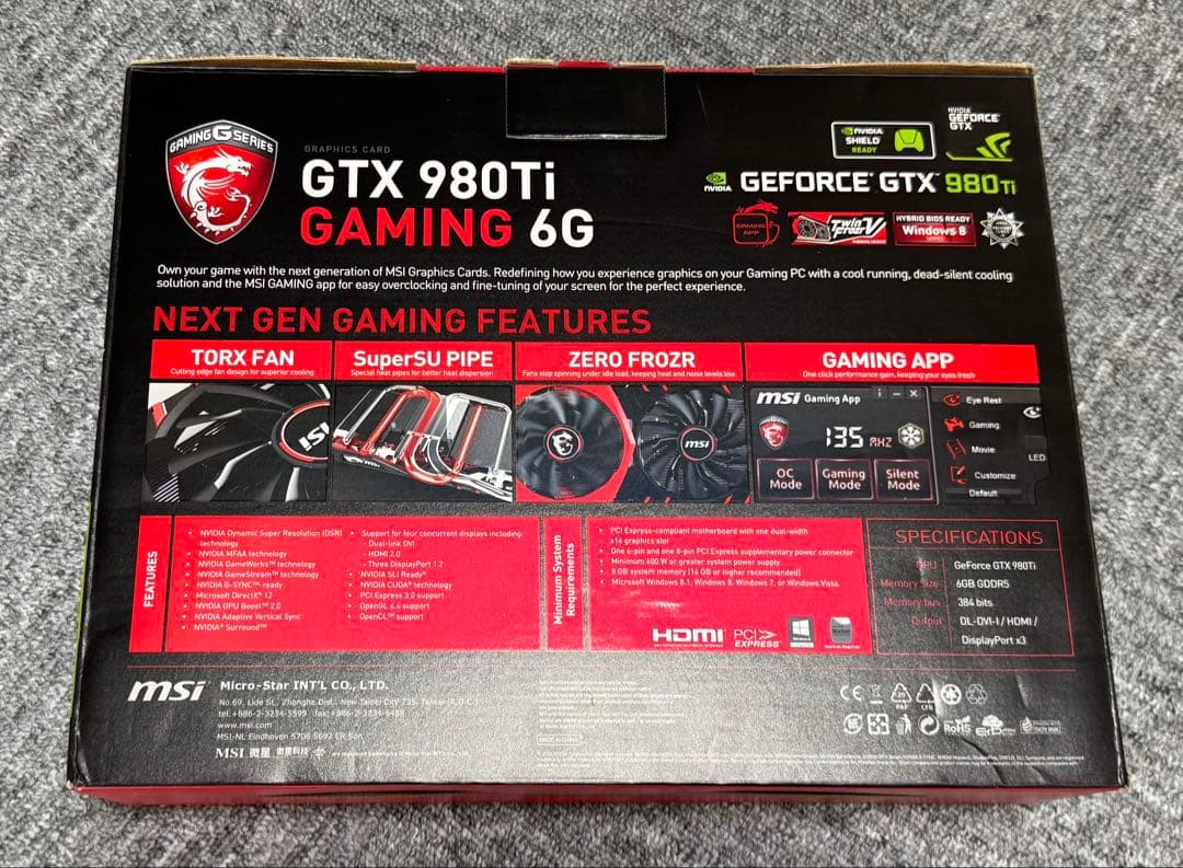 MSI GTX980Ti Gaming 6G グラフィックボード デュアルファン